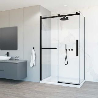 Душевой уголок Vincea Como Soft VSR-1CS1011CLB, 1100*1000, черный, стекло прозрачное