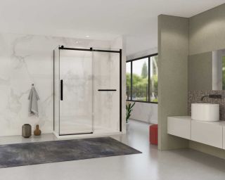 Душевой уголок Vincea Como Soft VSR-1CS8015CLB, 1500*800, черный, стекло прозрачное