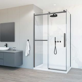 Душевой уголок Vincea Como Soft VSR-1CS9013CLGM, 1300*900, вороненая сталь, стекло прозрачное