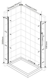 Душевой уголок Vincea Extra VSR-1E101190CLGM, 1000/1100*900, вороненая сталь, стекло прозрачное