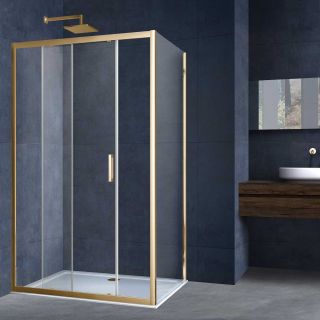 Душевой уголок Vincea Alpha VSR-3AL8011CLG, 1100*800, брашированное золото, стекло прозрачное