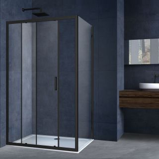 Душевой уголок Vincea Alpha VSR-3AL9011CLB, 1100*900, черный, стекло прозрачное