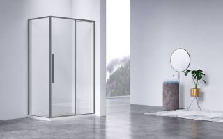 Душевой уголок Vincea Slim-N VSR-4SN8014CLGM, 1400*800, вороненая сталь, стекло прозрачное