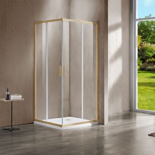 Душевой уголок Vincea Garda VSS-1G1112CLG, 1200*1100, брашированное золото, стекло прозрачное