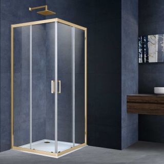 Душевой уголок Vincea Alpha VSS-3AL900CLG, 900*900, брашированное золото, стекло прозрачное
