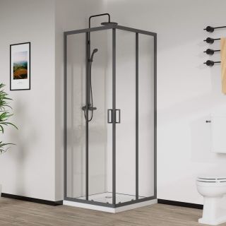 Душевой уголок Vincea City VSS-5CT9010CLGM, 1000*900, вороненая сталь , стекло прозрачное