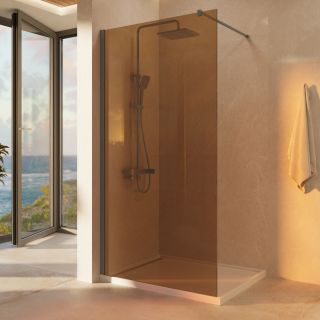 Душевая перегородка Vincea Walk-In VSW-1H900GSGM, 900*2000, вороненая сталь, стекло янтарь