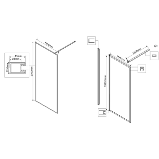 Душевая перегородка Vincea Walk-In HP Art VSW-1HP120GWBG, 1200*2000, брашированное золото, стекло с золотыми нитями