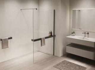 Душевая перегородка Vincea Walk-In VSW-1HR100CLGM, 1000*2000, вороненая сталь, стекло прозрачное