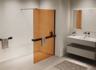 Душевая перегородка Vincea Walk-In VSW-1HR100GSB, 1000*2000, черный, стекло янтарь