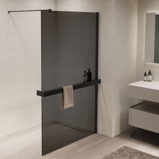 Душевая перегородка Vincea Walk-In VSW-1HR110CGB, 1100*2000, черный, стекло тонированное