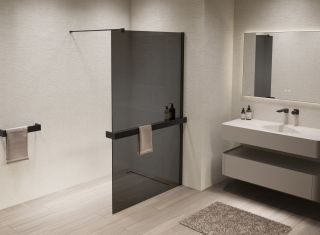 Душевая перегородка Vincea Walk-In VSW-1HR110CGB, 1100*2000, черный, стекло тонированное