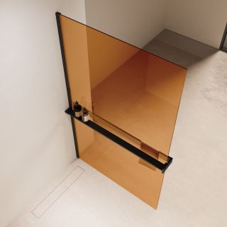 Душевая перегородка Vincea Walk-In VSW-1HR900GSB, 900*2000, черный, стекло янтарь