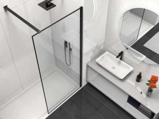 Душевая перегородка Vincea Walk-In HS VSW-1HS900CLB, 900*2000, черный матовый, стекло прозрачное