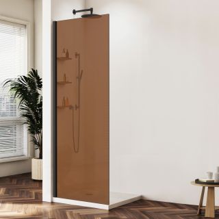 Душевая перегородка Vincea Walk-In VSW-1HWS900GSB, 900*2000, черный матовый, стекло янтарь