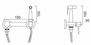Гигиенический душ со смесителем РМС SUS129-5-2 хром