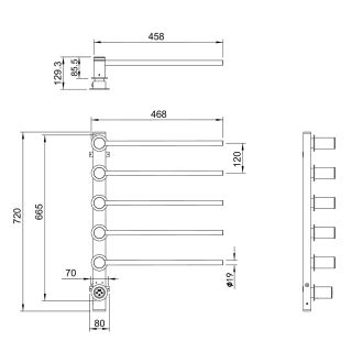 Полотенцесушитель электрический встраиваемый Wonzon & Woghand Hamburg WW-AL315-GM 46x72 см с внутренней частью тёмный графит