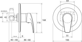 Смеситель Ravak Neo-NO 062.00 X070021 для душа с внутренней часть