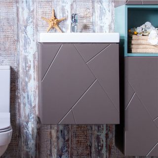 Тумба под раковину Бриклаер Кристалл 4627125414503 50 см ясень анкор темный/графит