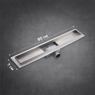 Душевой лоток РМС ТЛ-01-80х7 80см нержавеющая сталь