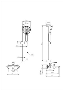 Смеситель для ванны с душевым гарнитуром Wonzon & Woghand WW-C2036-MB чёрный матовый