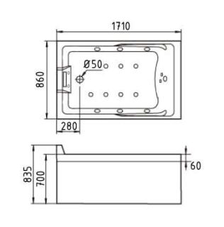 Акриловая ванна Gemy G9066 II K L 171x86x83