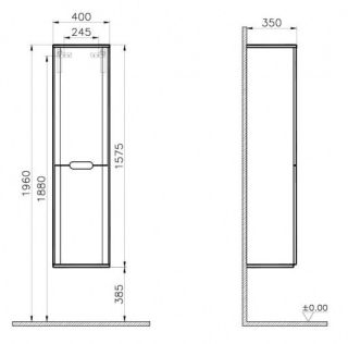 Шкаф-колонна VitrA Sento 60856  40 см, цвет матовый антрацит, левосторонний