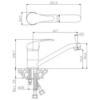Смеситель для кухонной мойки Rossinka Y35-22 Хром