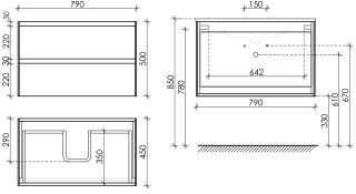 Подвесная тумба под раковину Sancos Cento CN80KE 80см карпатская ель