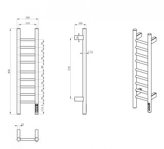 Полотенцесушитель электрический Wonzon & Woghand Bonn WW-AL4092-MB 25x80 см чёрный матовый