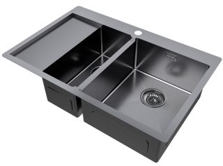 Мойка кухонная Paulmark Kroner PM227851-GMR правая воронёная сталь