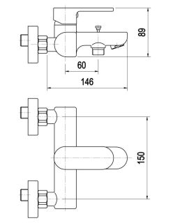 Смеситель для ванны Swedbe Lynx 2330 хром