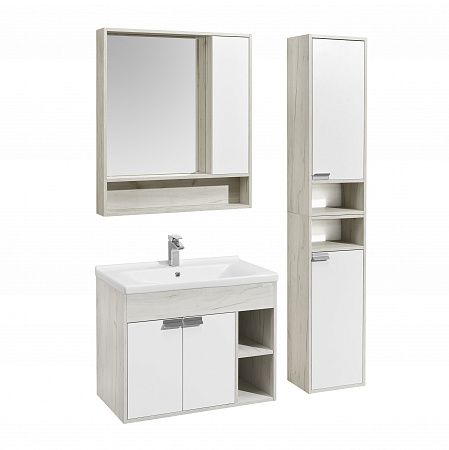 Тумба под раковину Акватон Флай 80см белый/дуб крафт 1A237401FAX10