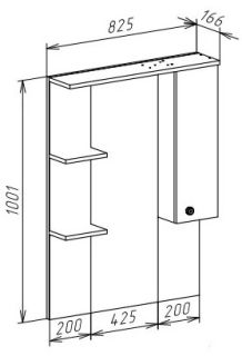 Зеркало-шкаф с подсветкой Bellezza Джулия 85см правый белый 4611214001019