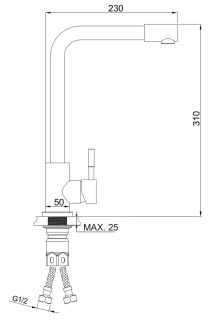 Смеситель для кухни РМС SUS124-017F-3 нержавеющая сталь